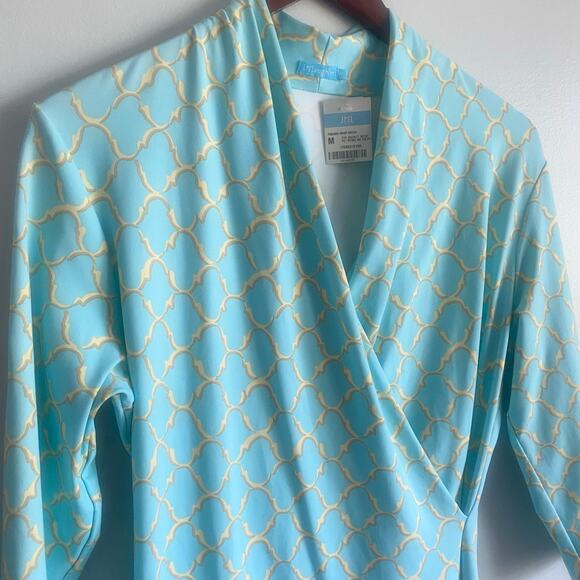 NWT J. McLaughlin Panama Wrap Dress Knee Length 3/4 Sleeve Stretchy Size Medium - Picture 3 of 8